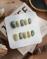 Sage Season nails — Vintage Oil Painting Green, by Joyee Nails