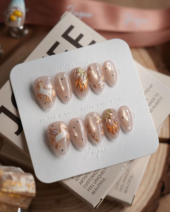 THE ASCENSION salon-quality press-on nails with sculpted iridescent wing art