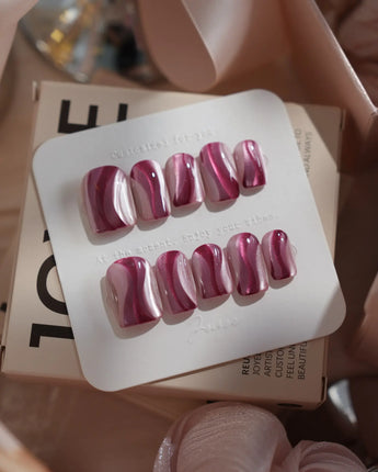 Pink Ribbons nails — Silky Pink & Berry by Joyee Nails