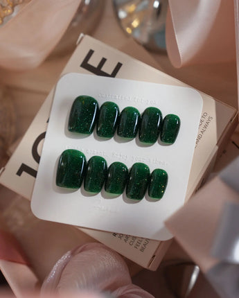 Glowing Forest nails — Forest Green Base, featuring by Joyee Nails