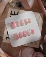 Sakura-Cipher nails — Sweet Cherry Blossom Pink, by Joyee Nails