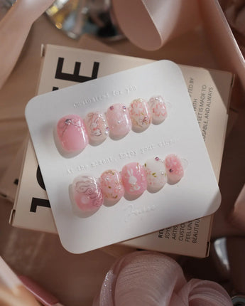 Sakura-Cipher nails — Sweet Cherry Blossom Pink, by Joyee Nails