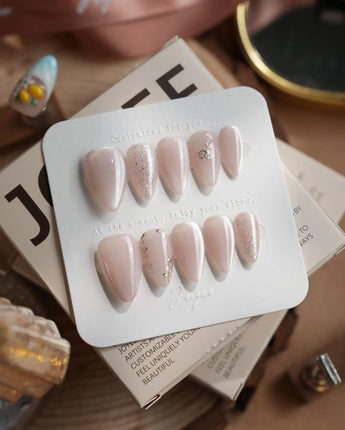 Sweet Nothings nails — Soft Nude Pink, Glitter by Joyee Nails