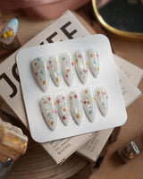 Wildflower nails — Fresh Creamy White, Colorful by Joyee Nails