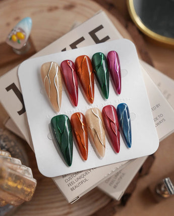 Confetti Pop nails — Multicolor Gemstone Palette, Metallic by Joyee Nails