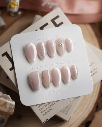 Sweet Nothings nails — Soft Nude Pink, Glitter by Joyee Nails