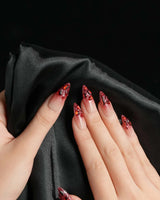 Crimson Queen nails — Nude Pink to Black-Red by Joyee Nails