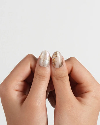 Gilded Truth nails — Minimalist Aurora White, Gold by Joyee Nails
