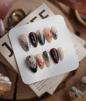 THE VALKYRIE press-on nails — Dark Medieval Style, Metallic
