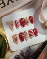 Ruby Night nails — Glitzy Red & Gold by Joyee Nails