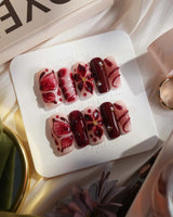Bloody Kiss nails — deep red marble nude by Joyee Nails