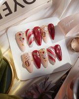 Ruby Night nails — Glitzy Red & Gold by Joyee Nails