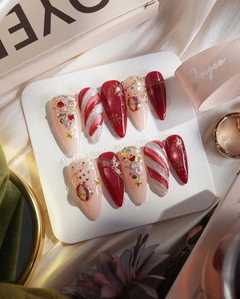 Ruby Night nails — Glitzy Red & Gold by Joyee Nails