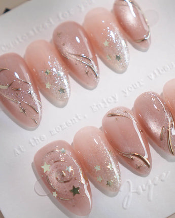Champagne Nova press-on nails — Icy Nude Pink &