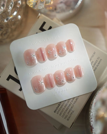 Pink Stardust nails — Pale Pink Jelly, Glitter by Joyee Nails