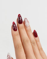 Red String press-on nails — Deep Wine Red &