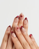 Sweet Venom press-on nails — Ruby Red French, gold