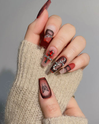 Black Butterfly Medium Coffin Press on nails | Ready to ship - Joyeenails - DO049 - Ready - XS / Medium Coffin