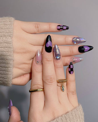 Purple Frost Medium Almond Press on Nails | Ready to ship - Joyeenails - DO028 - Ready - M / Medium Almond