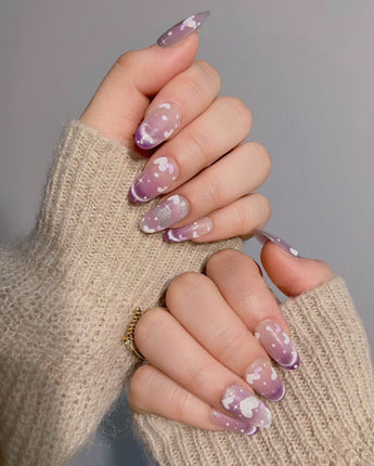 Purple Hearts Medium Oval Press on nails | Ready to ship - Joyeenails - CU030 - Ready - XS / Medium Oval