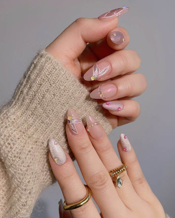 Nude Pink Siren Song Short Almond Press on nails | Ready to ship - Joyeenails - CU029 - 1 - Ready - XS / Short Almond