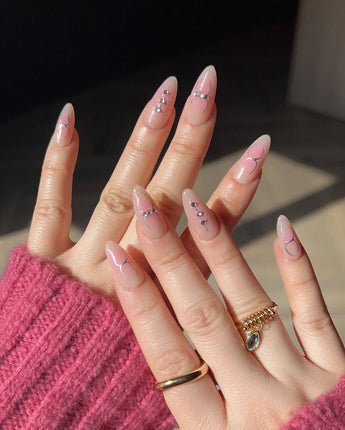 Nude&Sliver Tipsy Hues - Joyeenails - SA048 - XS / Medium Almond