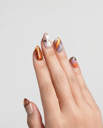 Mischief Maker nails — nude base orange gradient by Joyee Nails