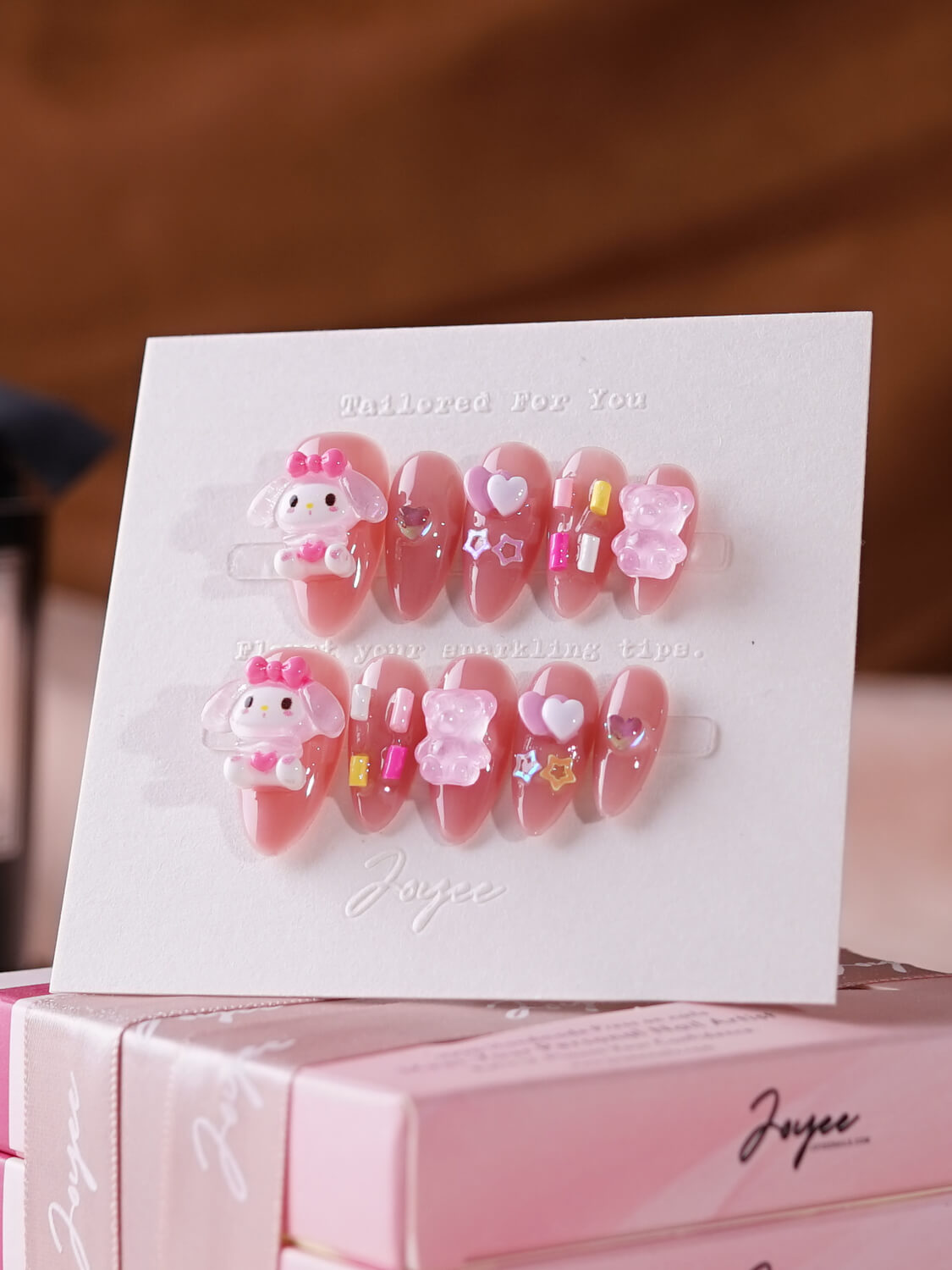 Pink-Nails-Short-Almond-Nails-Candy-Bear