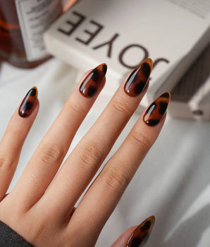 Tigereye Medium Almond with brown non-3d Tortoiseshell Nails handmade press-on nails - image 1