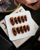 Tigereye Medium Almond with brown non-3d Tortoiseshell Nails handmade press-on nails - image 2