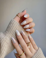 Silver White Cat-eye Nails nail art close-up showing silver white cat eye details