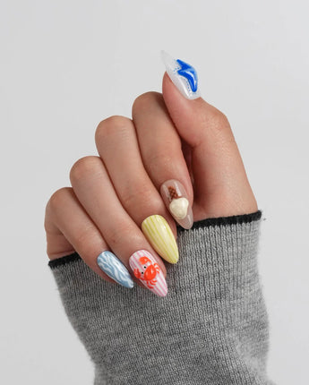 Amalfi Day pop-art Italian summer nails with lobster red and candy pink details