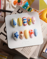 Amalfi Day vacation press-on nails in extra short almond shape