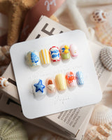 Amalfi Day vacation press-on nails in extra short coffin shape