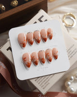 Amber Maple Short Stiletto press on nails, handmade custom nails by Joyeenails