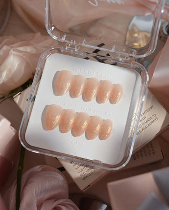 Apricot Fizz nails — Icy Nude-Orange Ombre Gradient, by Joyee Nails