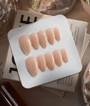 Apricot Fizz press-on nails — Icy Nude-Orange Ombre Gradient,