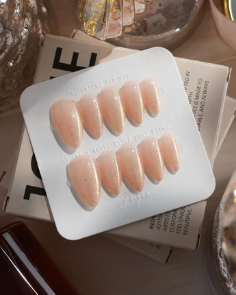 Apricot Fizz press-on nails — Icy Nude-Orange Ombre Gradient,
