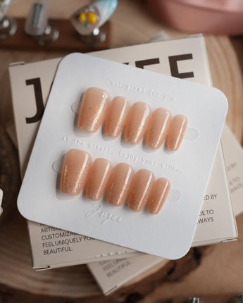 Apricot Fizz nails — Icy Nude-Orange Ombre Gradient, by Joyee Nails