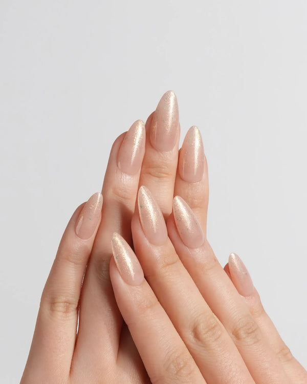 Apricot Fizz press-on nails — Icy Nude-Orange Ombre Gradient,