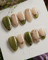 Aquagrass - Liquid Ballerina nails — Vintage Olive Green, Embossed by Joyee Nails
