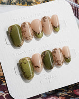 Aquagrass - Liquid Ballerina nails — Vintage Olive Green, Embossed by Joyee Nails