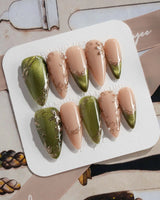 Aquagrass - Liquid Ballerina nails in medium stiletto — Vintage Olive Green, Embossed