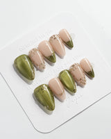 Aquagrass - Liquid Ballerina nails in short stiletto — Vintage Olive Green, Embossed