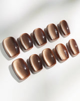 Arabica Cat-eye in extra short coffin shape with coffee brown cat-eye shine