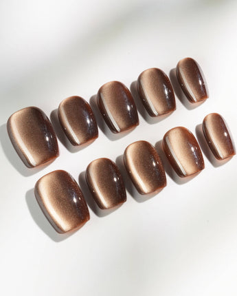 Arabica Cat-eye in extra short coffin shape with coffee brown cat-eye shine