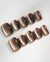 Arabica Cat-eye in extra short square shape with glossy brown magnetic shimmer