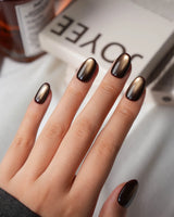 Autumn Cat Eye Press On Nails – Handmade Magnetic Velvet – 10 Colors Short Oval with brown gold&silver green non-3d cat eye nails handmade press-on nails - image 9