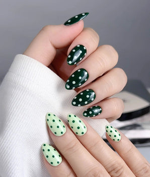 Avocado Shake press-on nails — Forest Green & Light
