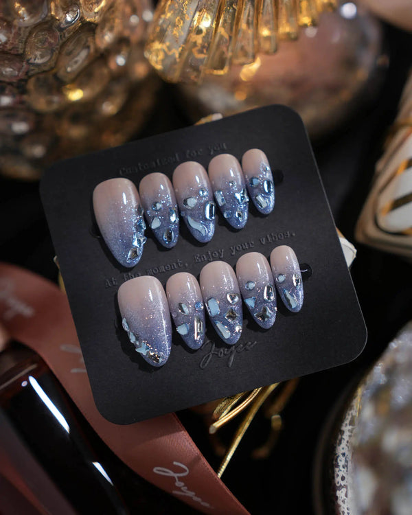 Azure Dream press-on nails — Glacial Blue & Nude